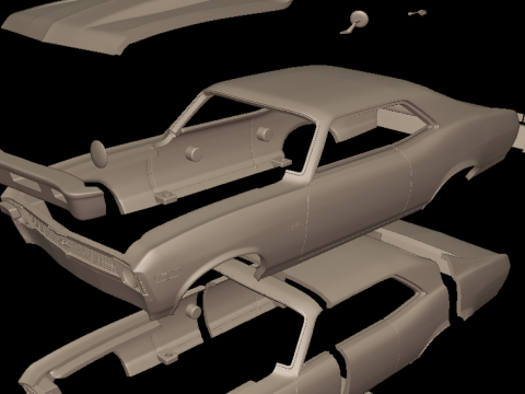 CHEVROLET NOVA SS 396 1969 3D PRINT MODEL 3D Baskı Modeli