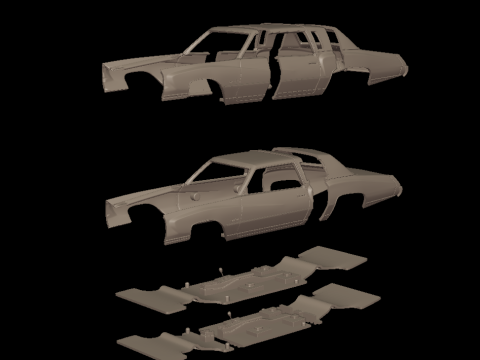 CHEVROLET MONTE CARLO 1976 3D PRINT MODEL Modello di stampa 3D