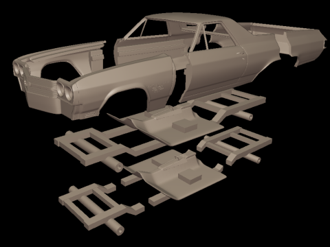 CHEVROLET 1970 El Camino ss 3D PRINT MODEL 3D printmodel