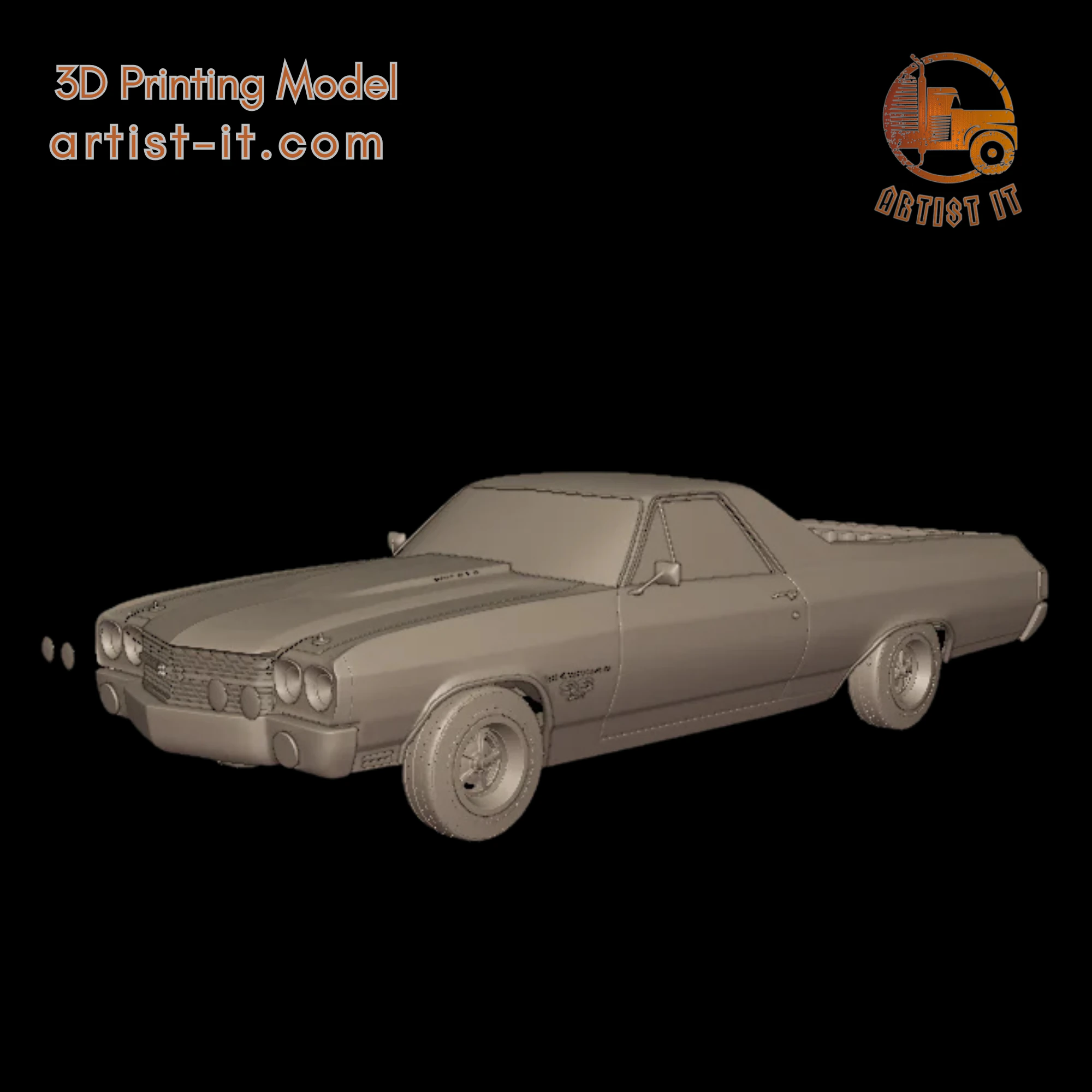 CHEVROLET 1970 El Camino ss 3D PRINT MODEL 3D Print Model .c4d .max .obj .3ds .fbx .stl .blend 