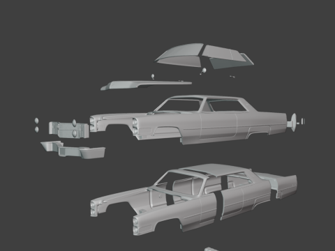 Cadillac coupe de ville 1966 3d print model Modello di stampa 3D