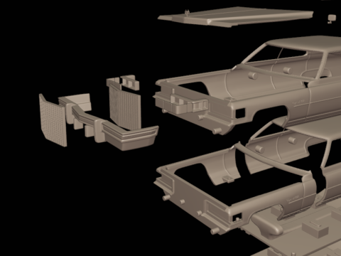 4 doors cadillac deville sedan 1975 3d print model Model do druku 3D
