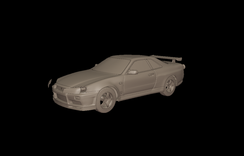 2002 NISSAN SKYLINE R 34 3D PRINT MODEL Model Cetak 3D .c4d .max .obj .3ds .fbx .stl .blend