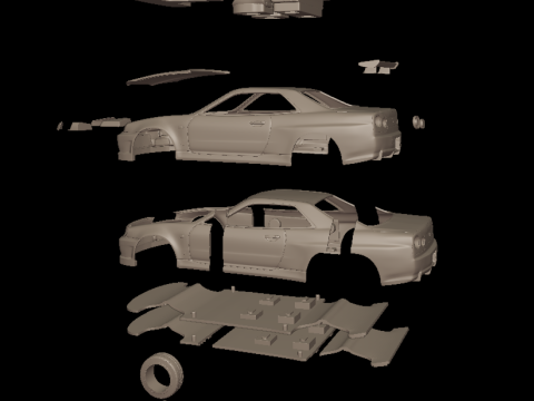 2002 NISSAN SKYLINE R 34 3D PRINT MODEL Model Cetak 3D