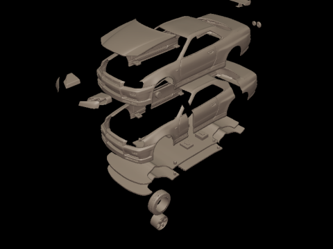 2002 NISSAN SKYLINE R 34 3D PRINT MODEL Model Cetak 3D
