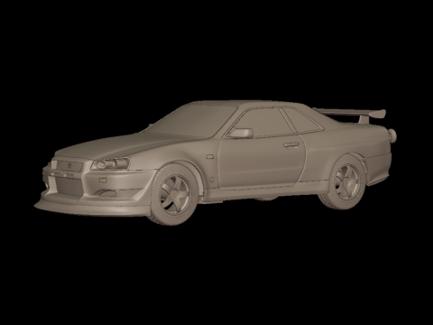 Custom 2002 NISSAN SKYLINE R 34 v1 3D PRINT MODEL Modelo de impresión 3D