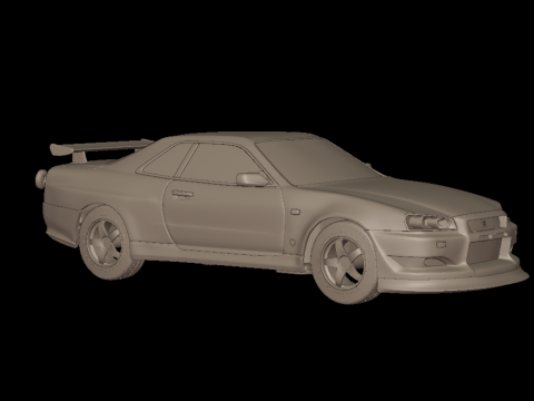 Custom 2002 NISSAN SKYLINE R 34 v1 3D PRINT MODEL Model do druku 3D
