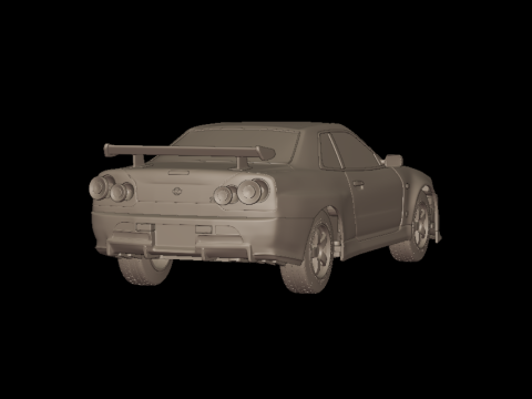 Custom 2002 NISSAN SKYLINE R 34 v1 3D PRINT MODEL Model do druku 3D
