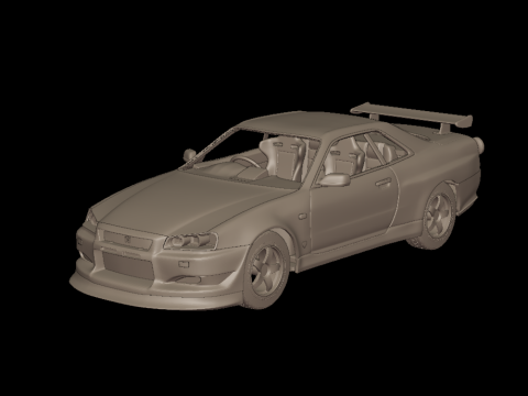 Custom 2002 NISSAN SKYLINE R 34 v1 3D PRINT MODEL Model do druku 3D