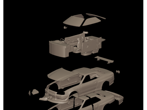 Custom 2002 NISSAN SKYLINE R 34 v1 3D PRINT MODEL Model do druku 3D