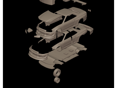 Custom 2002 NISSAN SKYLINE R 34 v1 3D PRINT MODEL Model do druku 3D
