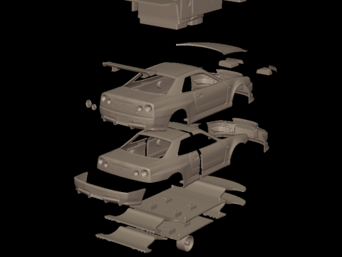 Custom 2002 NISSAN SKYLINE R 34 v1 3D PRINT MODEL Model do druku 3D
