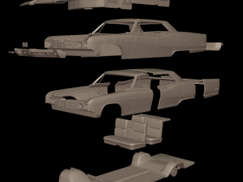 Buick electra 225 1968 four doors 3d print model 3D printmodel