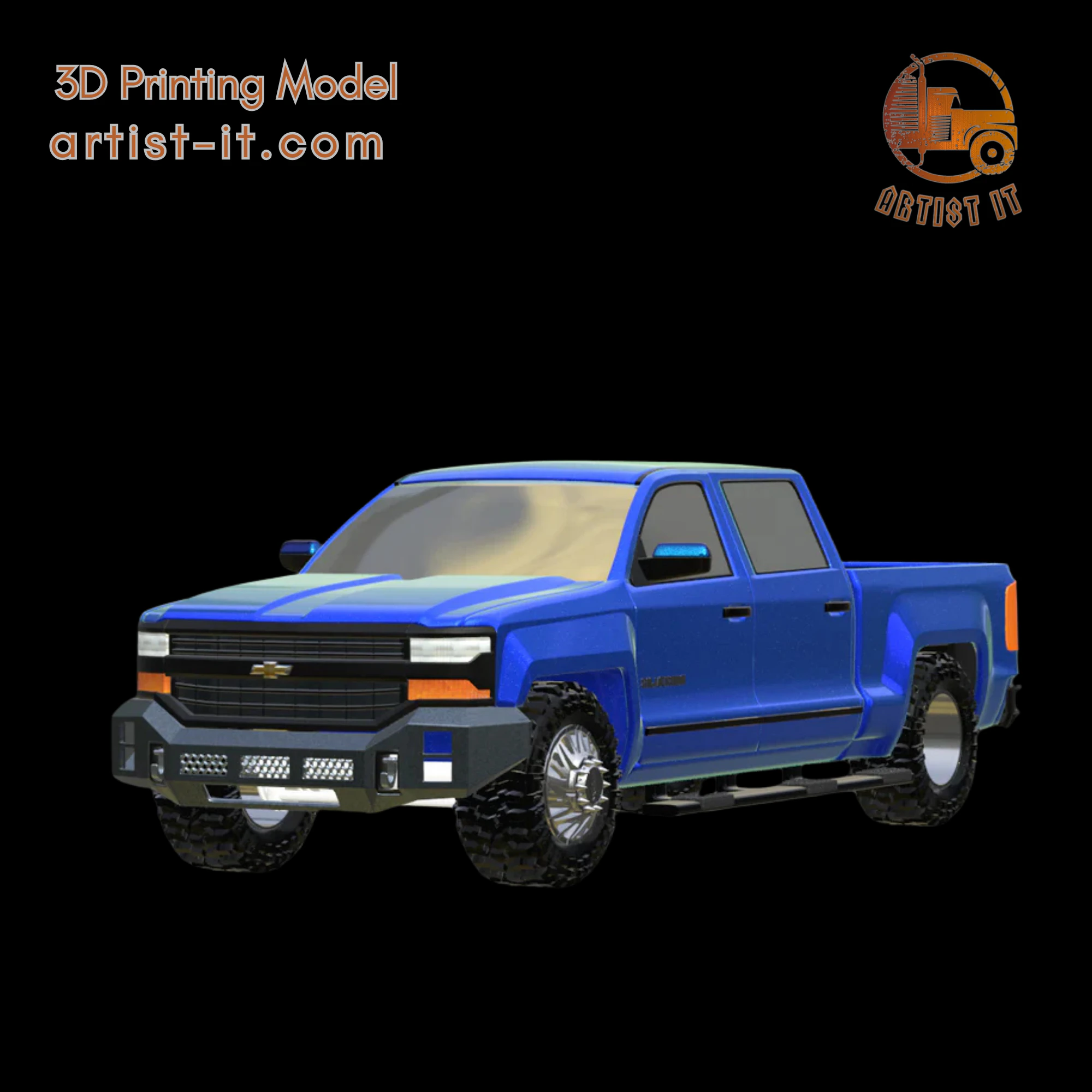 2018 CHEVY SILVERADO TRUCK 3D Print Model .c4d .max .obj .3ds .fbx .stl .blend