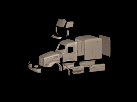 2014 Peterbilt 579 Sleeper TRUCK 3D PRINT MODEL 3D 打印模型
