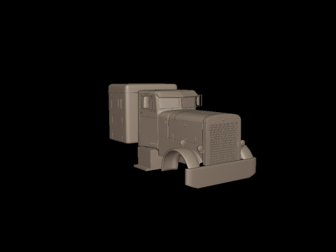 Peterbilt 351 1957 SLEEPER TRUCK 3D PRINT MODEL 3Dプリントモデル