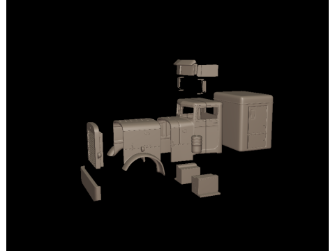 Peterbilt 351 1957 SLEEPER TRUCK 3D PRINT MODEL 3Dプリントモデル