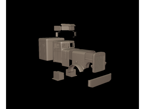 Peterbilt 351 1957 SLEEPER TRUCK 3D PRINT MODEL 3Dプリントモデル