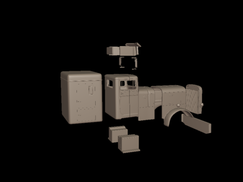 Peterbilt 351 1957 SLEEPER TRUCK 3D PRINT MODEL 3Dプリントモデル