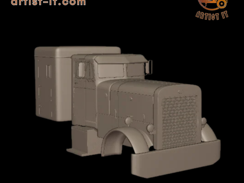 Peterbilt 351 1957 SLEEPER TRUCK 3D PRINT MODEL 3D Print Model