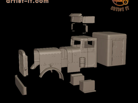 Peterbilt 351 1957 SLEEPER TRUCK 3D PRINT MODEL 3D Print Model