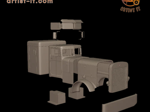 Peterbilt 351 1957 SLEEPER TRUCK 3D PRINT MODEL 3D Print Model