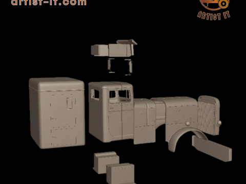Peterbilt 351 1957 SLEEPER TRUCK 3D PRINT MODEL 3D Print Model