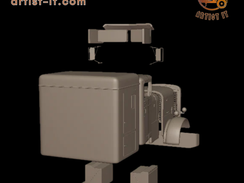 Peterbilt 351 1957 SLEEPER TRUCK 3D PRINT MODEL 3D Print Model