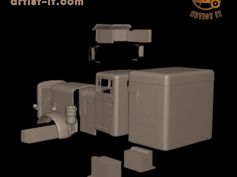 Peterbilt 351 1957 SLEEPER TRUCK 3D PRINT MODEL 3D Print Model