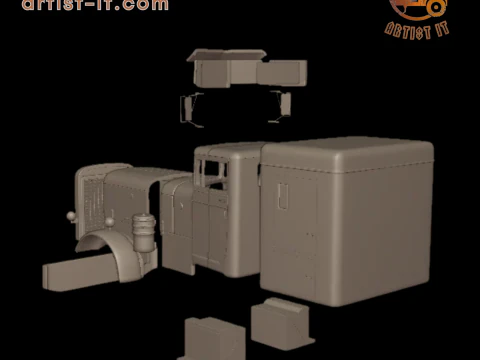 Peterbilt 351 1957 SLEEPER TRUCK 3D PRINT MODEL 3D Print Model