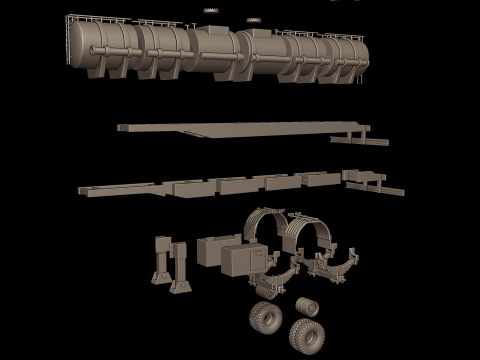 CIRCULAR TRAILER TANKER 3d print model Model do druku 3D