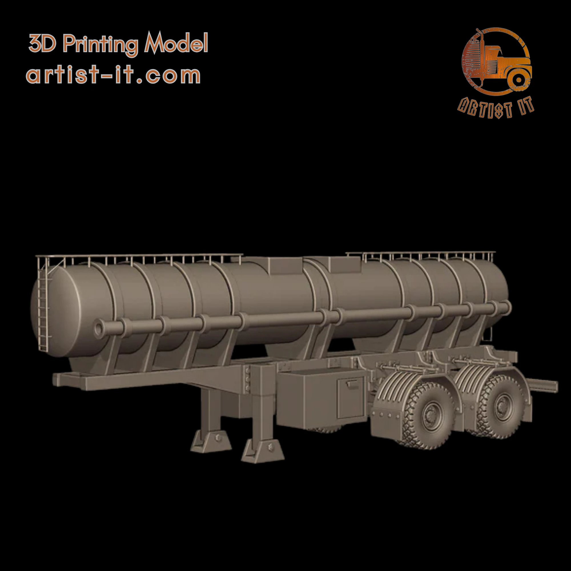 CIRCULAR TRAILER TANKER 3d print model 3D Print Model .c4d .max .obj .3ds .fbx .stl .blend