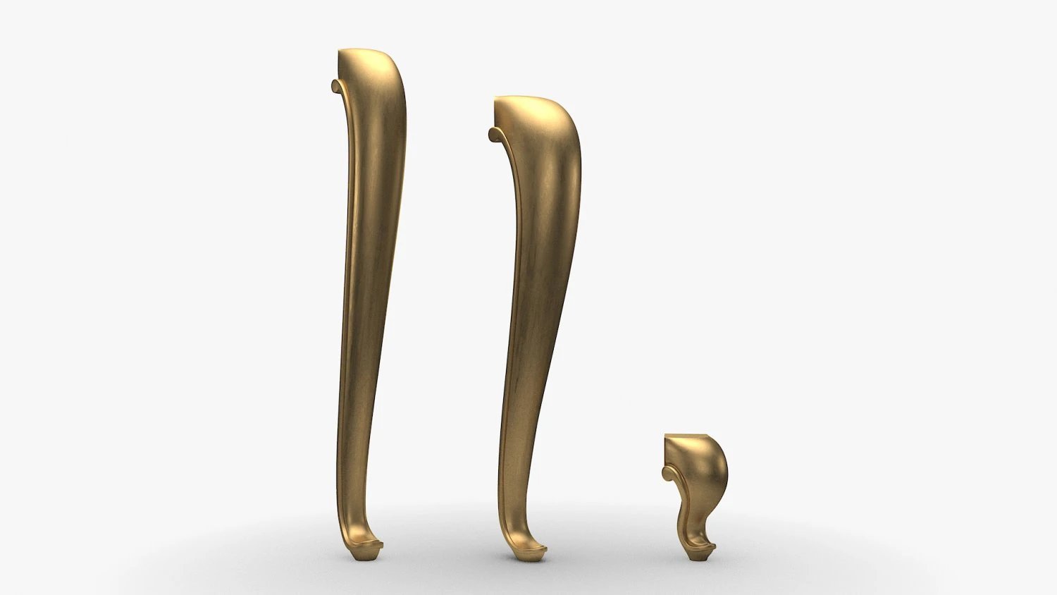 Furniture Legs Cabriole 3 Sizes 3D Model .c4d .max .obj .3ds .fbx .stl .blend 