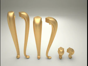 Furniture Legs Cabriole 3 Sizes 3D Model