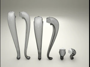 Furniture Legs Cabriole 3 Sizes 3D Model