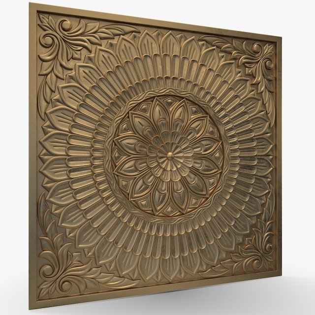 Round Ornament Bungalow Rose Decor Frame Furniture Door Panel Model 3D .c4d .max .obj .3ds .fbx .stl .blend 