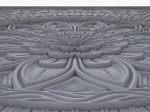 Round Ornament Bungalow Rose Decor Frame Furniture Door Panel Model 3D