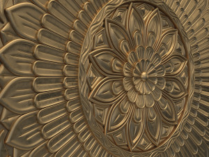 Round Ornament Bungalow Rose Decor Frame Furniture Door Panel Model 3D