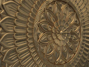 Round Ornament Bungalow Rose Decor Frame Furniture Door Panel 3D Model