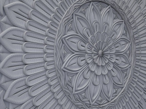 Round Ornament Bungalow Rose Decor Frame Furniture Door Panel Model 3D