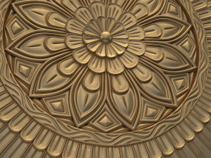 Round Ornament Bungalow Rose Decor Frame Furniture Door Panel Model 3D