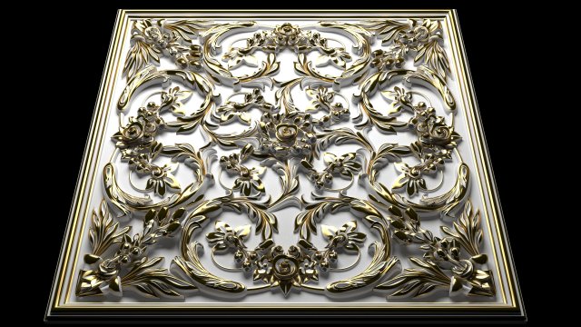 Decorative Ceiling Baroque Style Panel for CNC router 3D Model .c4d .max .obj .3ds .fbx .stl .blend 