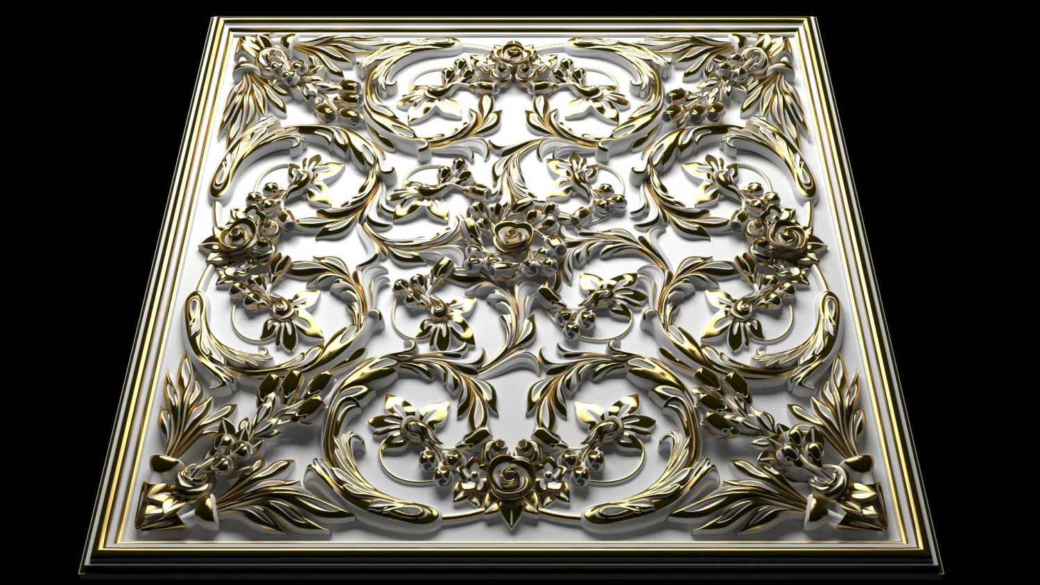 Decorative Ceiling Baroque Style Panel for CNC router 3D Model .c4d .max .obj .3ds .fbx .stl .blend