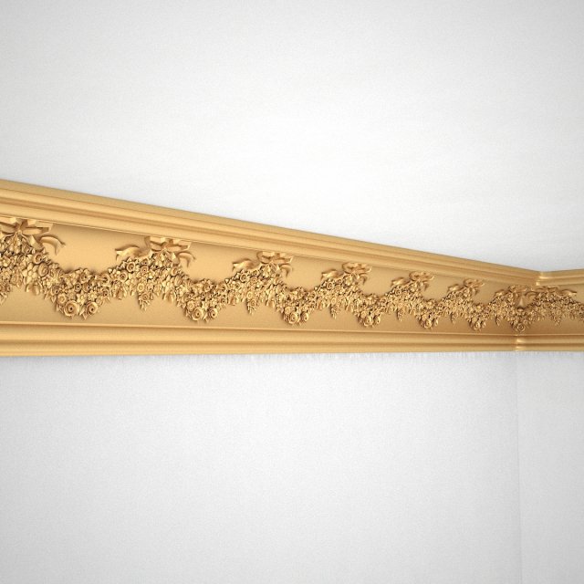 Cornice Antique Decor with Flowers Baroque Style for CNC Modèle 3D .c4d .max .obj .3ds .fbx .stl .blend 