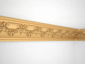 Карниз античный декор с цветами в стиле барокко для ЧПУ 3D Модель