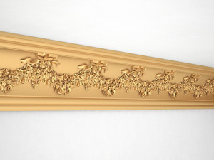 Cornice Antique Decor with Flowers Baroque Style for CNC Modèle 3D