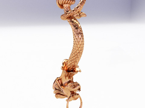 CHINESE DRAGON STYLE FRONT DOOR CABINET HANDLE 3D-Modell