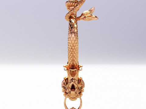 CHINESE DRAGON STYLE FRONT DOOR CABINET HANDLE 3D-Modell