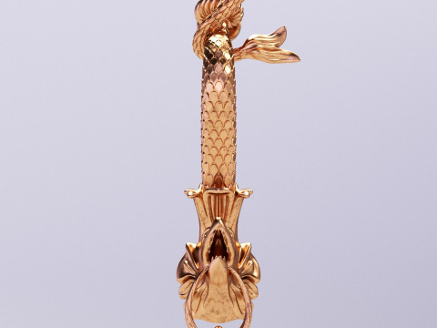 CHINESE DRAGON STYLE FRONT DOOR CABINET HANDLE 3D-Modell