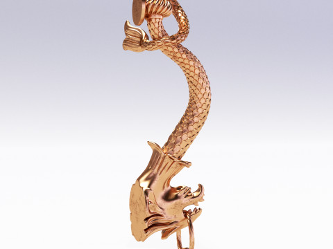 CHINESE DRAGON STYLE FRONT DOOR CABINET HANDLE 3D-Modell